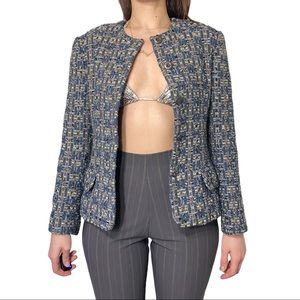 Tweed collarless vintage blazer